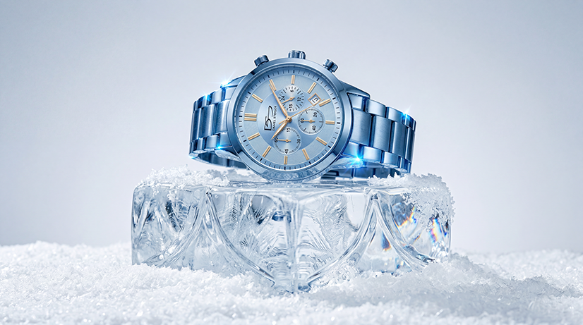 Blue Glacier watch packshot — the image the client supplied