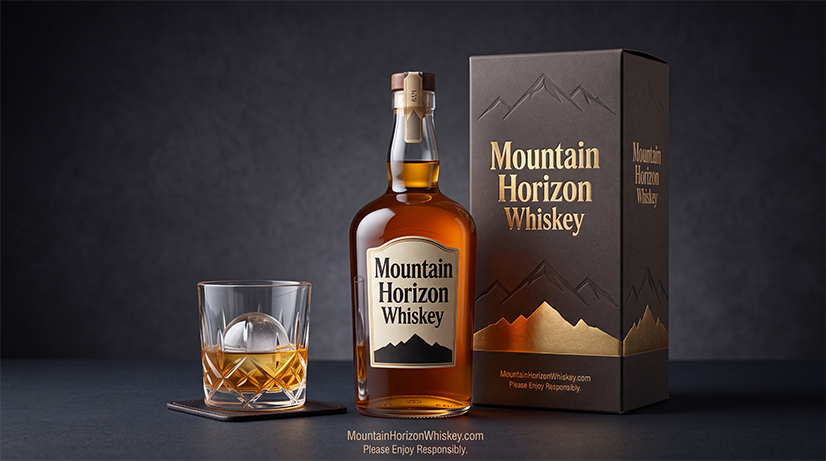 Mountain Horizon whiskey packshot — the image the client supplied